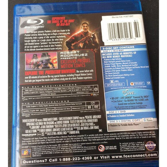 Predators (Blu-ray Disc, 2010, 2-Disc Set, Plus Digital Copy) w/Adrien Brody - Picture 3 of 7